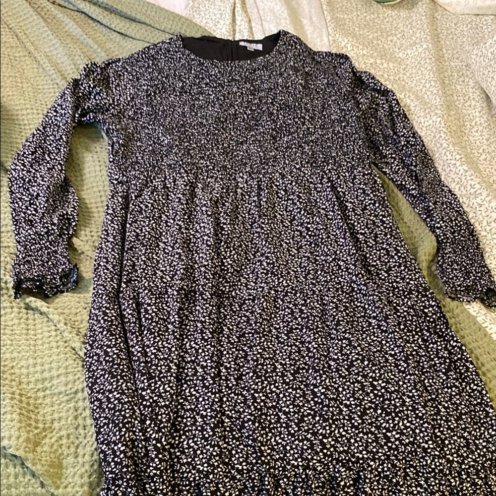 Indie and Co XL NWT Black and White Dainty Floral Tiered Maxi Dress